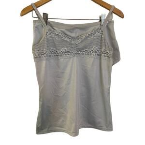 Vintage 1990s BodyForm 2-Piece Blue Stretch Lace Camisole Short Set SIZE 8/1X